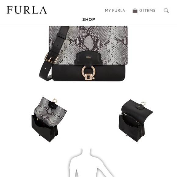 FURLA Reversible Scoop Snake Print Shoulder Bag - Picture 1 of 6